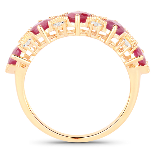 1.61 Carat Genuine Ruby and White Diamond 14K Yellow Gold Ring
