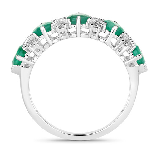 1.26 Carat Genuine Zambian Emerald and White Diamond 14K White Gold Ring