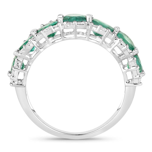 2.66 Carat Genuine Zambian Emerald and White Diamond 14K White Gold Ring