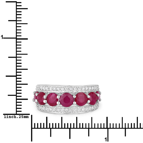 3.24 Carat Genuine Ruby and White Diamond 14K White Gold Ring