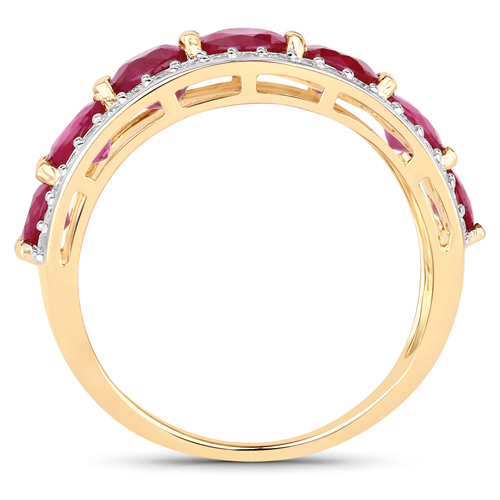 3.24 Carat Genuine Ruby and White Diamond 14K Yellow Gold Ring