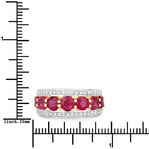 3.24 Carat Genuine Ruby and White Diamond 14K Yellow Gold Ring