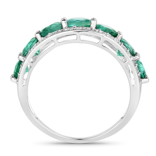 2.60 Carat Genuine Zambian Emerald and White Diamond 14K White Gold Ring