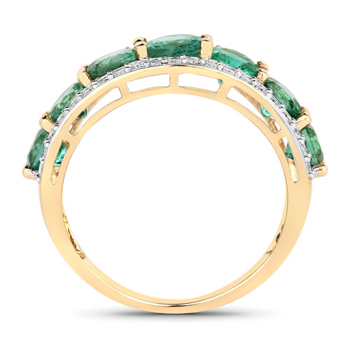 2.60 Carat Genuine Zambian Emerald and White Diamond 14K Yellow Gold Ring