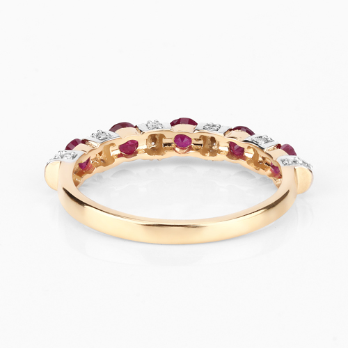 1.01 Carat Genuine Ruby and White Diamond 14K Yellow Gold Ring