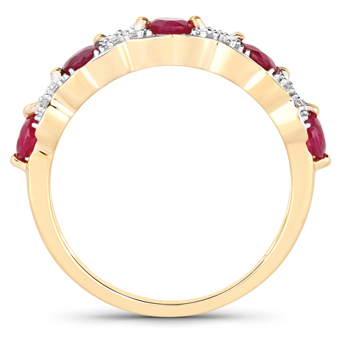 0.97 Carat Genuine Ruby and White Diamond 14K Yellow Gold Ring