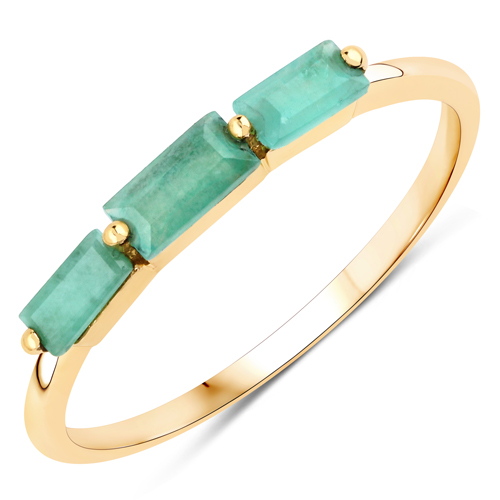 Emerald-0.43 Carat Genuine Emerald 14K Yellow Gold Ring