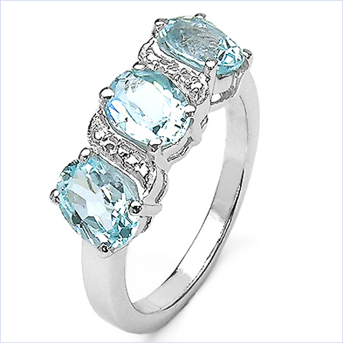 3.00 Carat Genuine Blue Topaz .925 Sterling Silver Ring