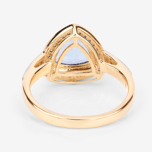 1.58 Carat Genuine Aquamarine and White Diamond 14K Yellow Gold Ring