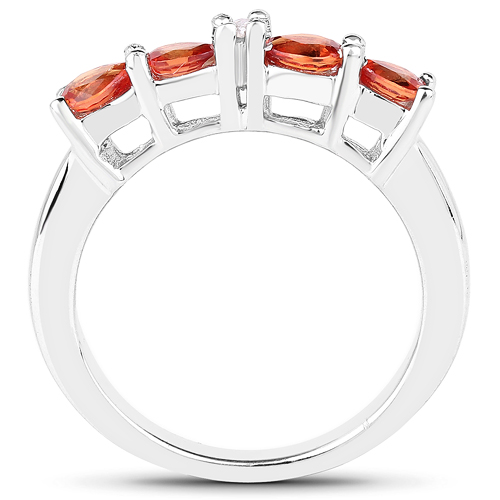 0.81 Carat Genuine Orange Sapphire & White Diamond .925 Sterling Silver Ring