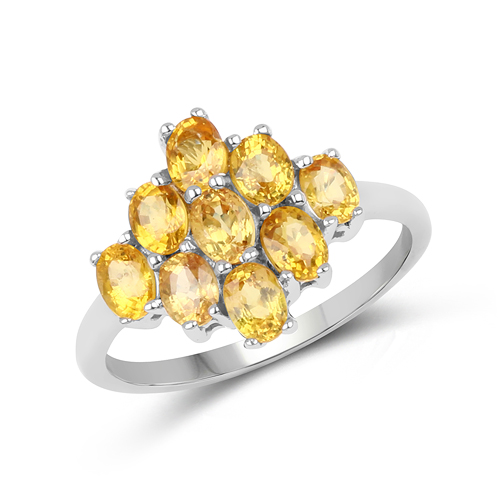 Sapphire-1.82 Carat Genuine Yellow Sapphire .925 Sterling Silver Ring
