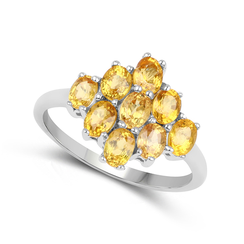 1.82 Carat Genuine Yellow Sapphire .925 Sterling Silver Ring