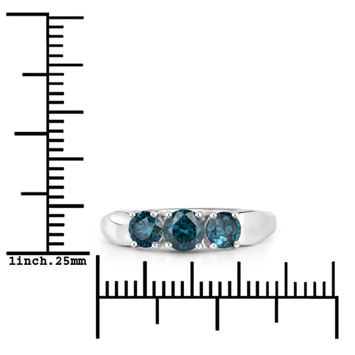 1.03 Carat Genuine Blue Diamond 14K White Gold Ring