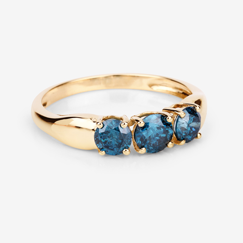 1.01 Carat Genuine Blue Diamond 14K Yellow Gold Ring