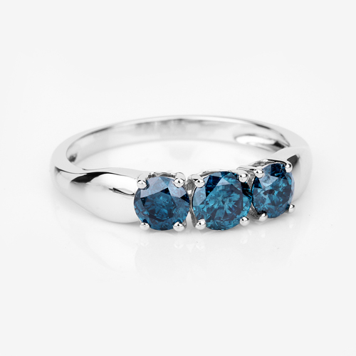 1.01 Carat Genuine Blue Diamond 14K White Gold Ring