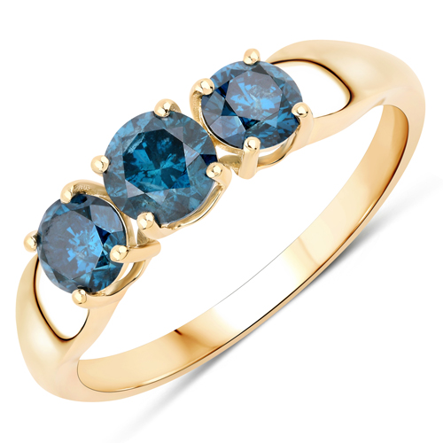 Diamond-1.03 Carat Genuine Blue Diamond 14K Yellow Gold Ring