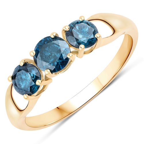 Diamond-1.08 Carat Genuine Blue Diamond 14K Yellow Gold Ring
