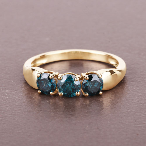 1.05 Carat Genuine Blue Diamond 14K Yellow Gold Ring