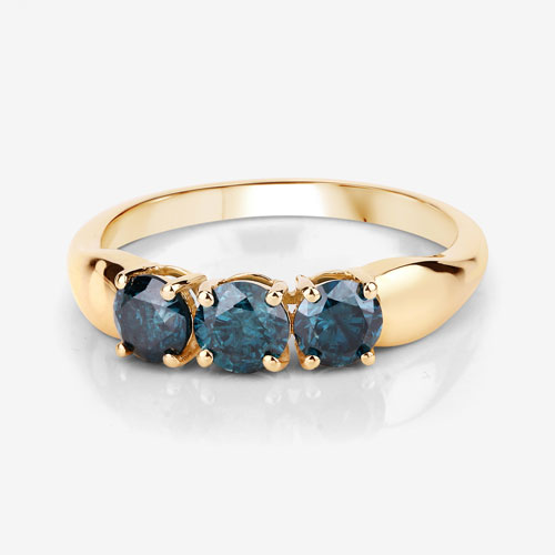 1.08 Carat Genuine Blue Diamond 14K Yellow Gold Ring