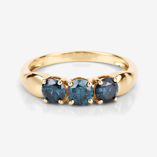 1.08 Carat Genuine Blue Diamond 14K Yellow Gold Ring