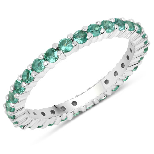 Emerald-1.02 Carat Genuine Zambian Emerald 14K White Gold Ring