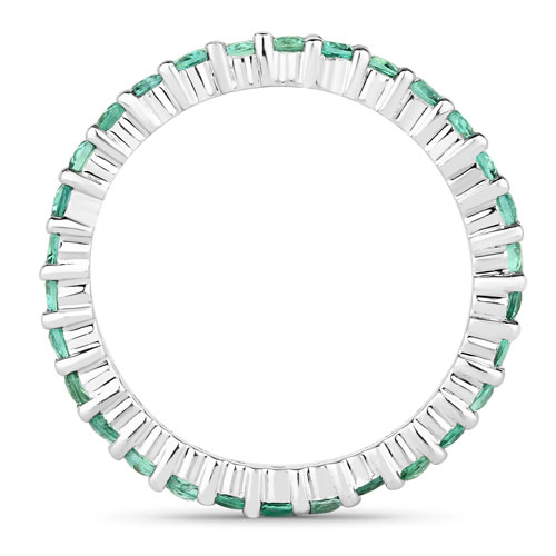 1.02 Carat Genuine Zambian Emerald 14K White Gold Ring