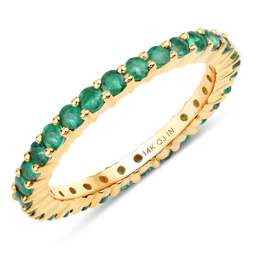 Emerald-1.02 Carat Genuine Zambian Emerald 14K Yellow Gold Ring