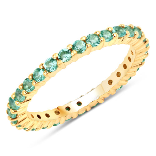 Emerald-1.02 Carat Genuine Zambian Emerald 14K Yellow Gold Ring