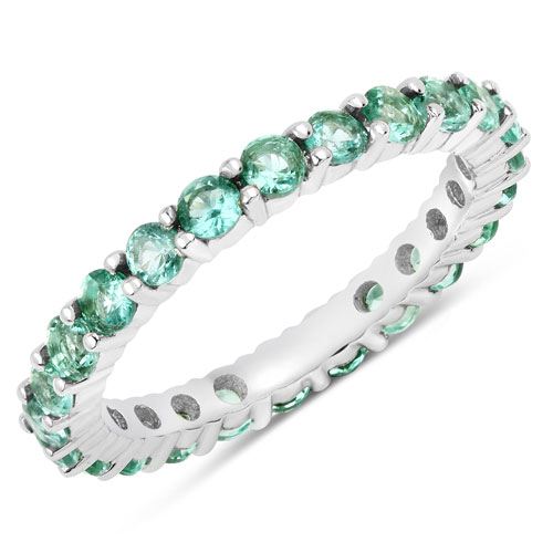 Emerald-1.44 Carat Genuine Zambian Emerald 14K White Gold Ring