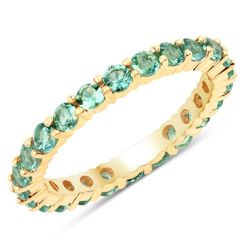 Emerald-1.44 Carat Genuine Zambian Emerald 14K Yellow Gold Ring