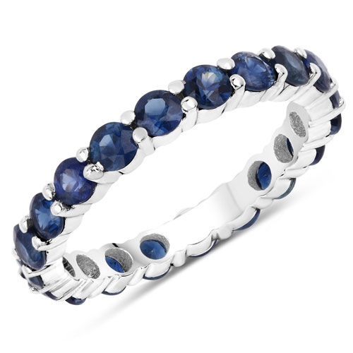 Sapphire-2.60 Carat Genuine Blue Sapphire 14K White Gold Ring