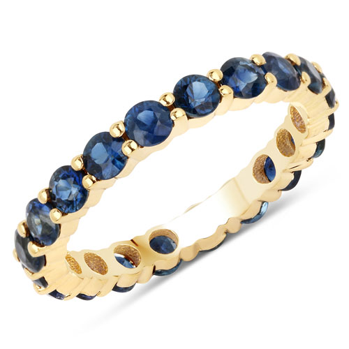 Sapphire-2.60 Carat Genuine Blue Sapphire 14K Yellow Gold Ring