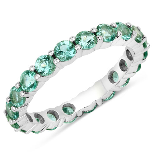 Emerald-2.00 Carat Genuine Zambian Emerald 14K White Gold Ring