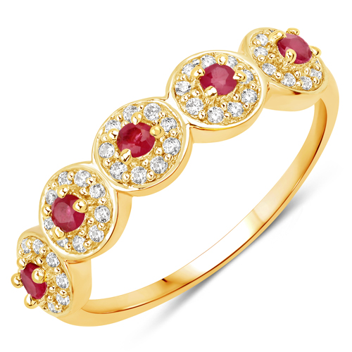 Ruby-0.69 Carat Genuine Ruby and White Cubic Zirconia .925 Sterling Silver Ring