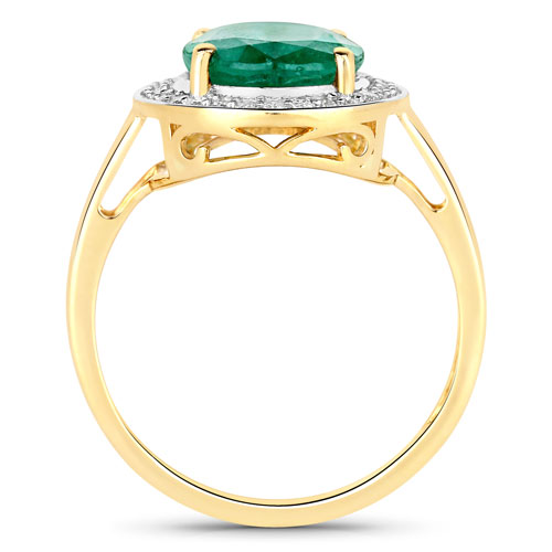 3.24 Carat Genuine Zambian Emerald and White Diamond Ring
