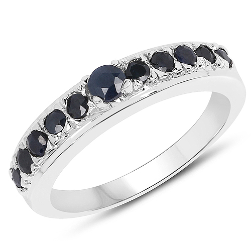 Sapphire-0.57 Carat Genuine Blue Sapphire .925 Sterling Silver Ring