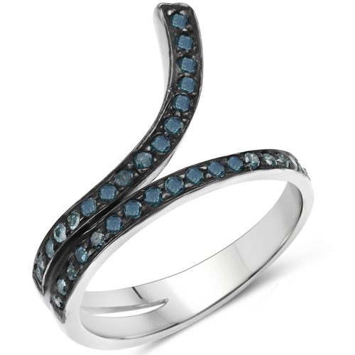 Diamond-0.46 Carat Genuine Blue Diamond .925 Sterling Silver Ring