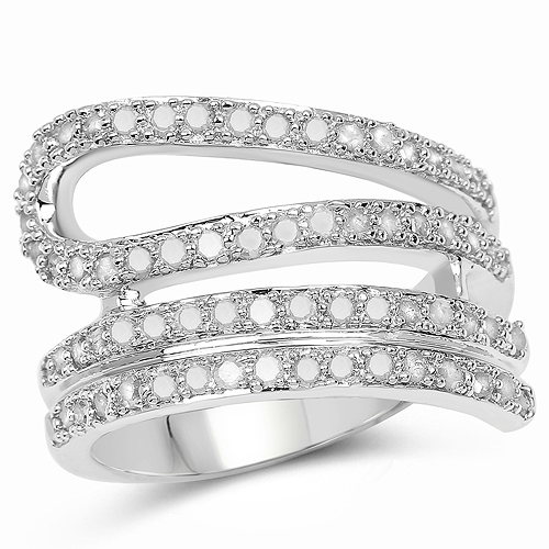 Diamond-0.83 Carat Genuine White Diamond .925 Sterling Silver Ring