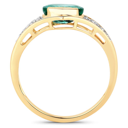 1.19 Carat Genuine Zambian Emerald and White Diamond Ring