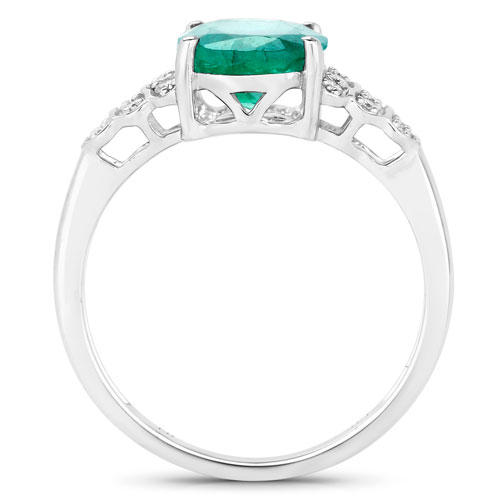 2.12 Carat Genuine Zambian Emerald and White Diamond Ring
