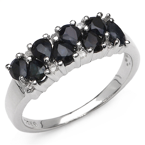 Sapphire-1.69 Carat Genuine Orange Sapphire & White Diamond .925 Sterling Silver Ring