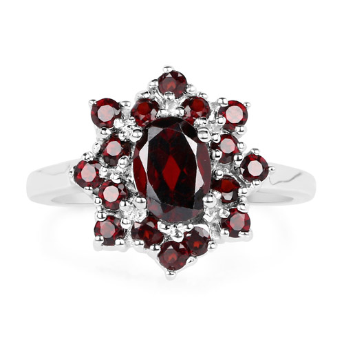 1.80 Carat Genuine Garnet .925 Sterling Silver Ring