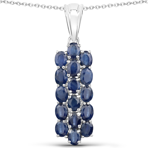 10.40 Carat Genuine Blue Sapphire .925 Sterling Silver 3 Piece Jewelry Set (Ring, Earrings, and Pendant w/ Chain)