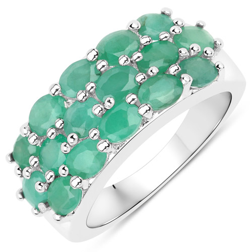 Emerald-2.24 Carat Genuine Emerald .925 Sterling Silver Ring
