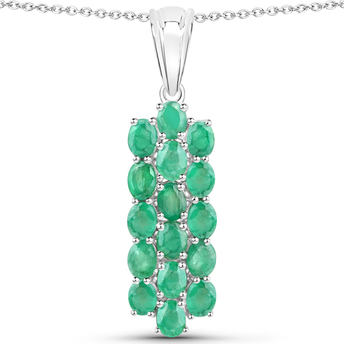 7.80 Carat Genuine Zambian Emerald .925 Sterling Silver 3 Piece Jewelry Set (Ring, Earrings, and Pendant w/ Chain)