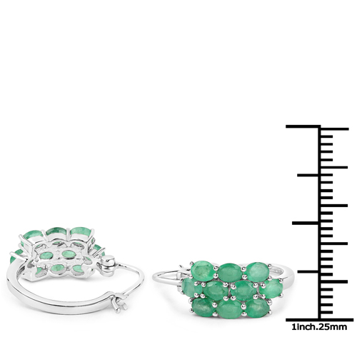 7.80 Carat Genuine Zambian Emerald .925 Sterling Silver 3 Piece Jewelry Set (Ring, Earrings, and Pendant w/ Chain)