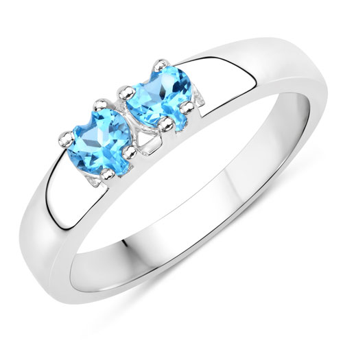 Rings-0.56 Carat Genuine Swiss Blue Topaz .925 Sterling Silver Ring