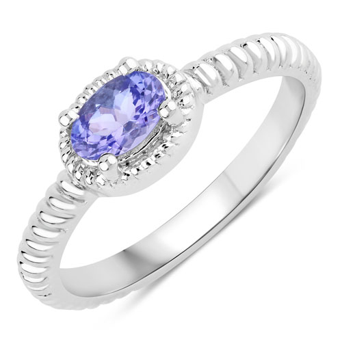 Tanzanite-0.44 Carat Genuine Tanzanite .925 Sterling Silver Ring