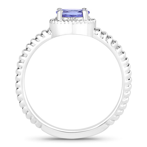 0.44 Carat Genuine Tanzanite .925 Sterling Silver Ring