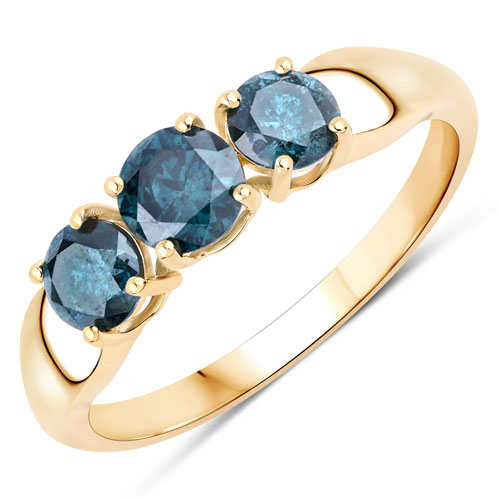 Diamond-1.00 Carat Genuine Blue Diamond 14K Yellow Gold Ring
